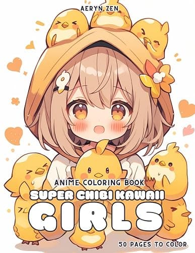 Anime Coloring Book: Super Chibi Kawaii Girls: Manga Art & Anime Enthusiasts Stress Relief Adult Coloring - Image 1