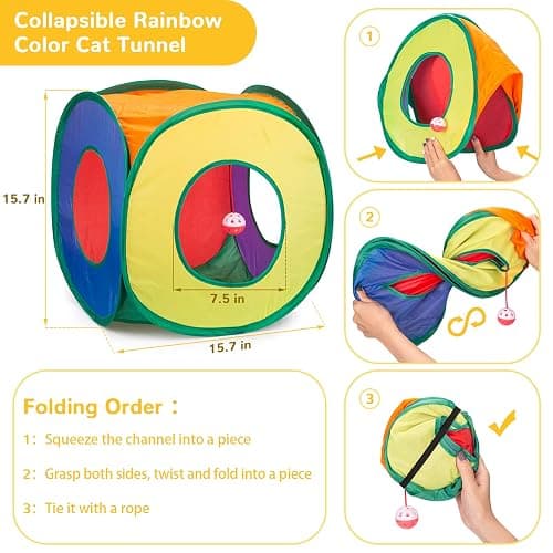 Retro Shaw 33 Pcs Cat Toys Set, Interactive Kitten Toys for Indoor Cats Kitty with Collapsible Play Tunnel Tent, Feather Teaser Wand Bell Balls Springs Mouse Toys for Boredom Relief & Exercise thumbnail 3