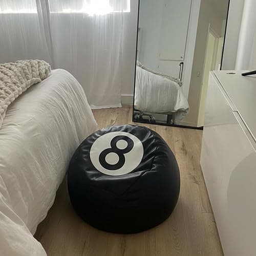 AceOrbit 8 Ball Bean Bag Chair Cover, Prize Gift Plush Toys Organizer, Black PU Leather 8 Ball Stuffed Animal Storage Bean Bag, Billiard Decor for Game Home Dorm Room Living Room (No Filling) thumbnail 6