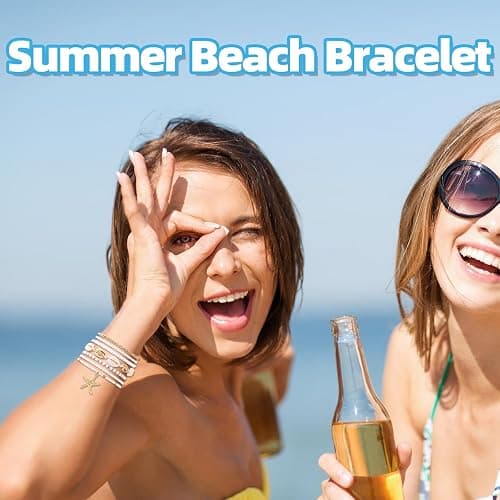 Mikovivi 7pcs Summer Beach Bracelets for Women, Stackable Shell Seashell Starfish Beaded Surfer Bracelets Set Boho Seaside Holiday Vacation Party Friendship Jewelry Gift thumbnail 7