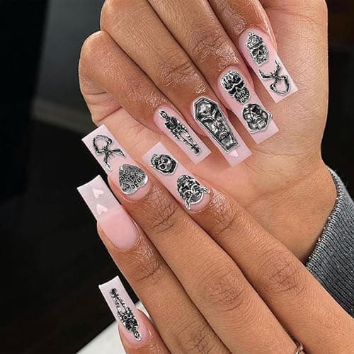 Y2K Nail Charms and Gems 3D Silver Star Butterfly Planet Cross Nail Charms for Acrylic Nails Design Kawaii Nails Jewels for Art (Black-70) thumbnail 4