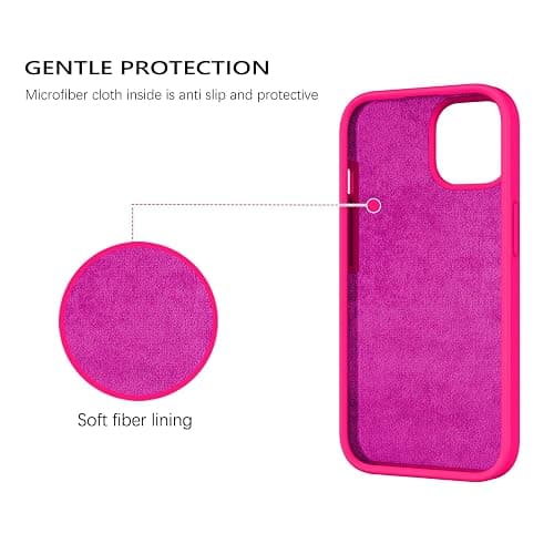 GUAGUA Case for iPhone 15, Liquid Silicone Soft Gel Rubber Microfiber Lining Cover, Shockproof Protective Case for iPhone 15 6.1 Inch (Hot Pink) thumbnail 4
