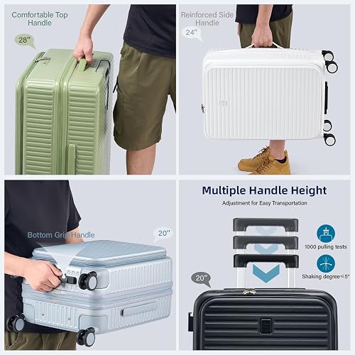 HanTrip 20 Inch Carry on Luggage 22x14x9 Airline Approved Hard Shell Suitcases with Wheels, Top Opening Expandable Carry on Luggage with Cup Holder Small Rolling Suitcase with Lock, Pink thumbnail 10