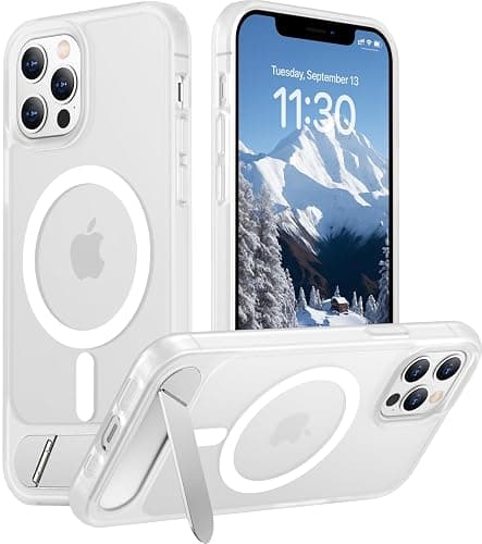 Temdan Magnetic Compatible with iPhone 12 Pro Max Case, [Built-in Invisible Kickstand][Compatible with MagSafe][Military Grade Shockproof] Slim Translucent Matte Phone Case for iPhone 12 Pro Max 6.7" - Image 1