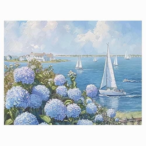 Nantucket Wall Art, Nantucket Print, Nantucket Poster, Luxury Lifestyle Photography, High Society Print, Seaside Sailboat and Hydrangeas Cottage Farmhouse Decor 12x16 unframed - Image 1