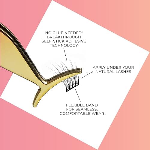 KISS imPRESS Falsies Self Adhesive Eyelashes, Press On Lashes, 12mm-14mm Glam Volume Lashes, Black, No Glue Needed, Invisible Band, 36 Lash Clusters & Non-Stick Applicator - Voluminous thumbnail 4
