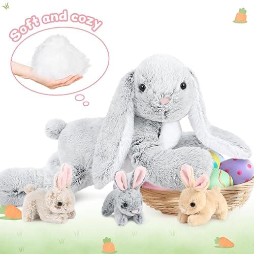 MaoGoLan 4Pcs Easter Bunny Stuffed Animals with 3 Babies Inside, 24" Soft and Cuddly Giant Rabbit Plush, Easter Stuffed Bunny Gift for Kids,Boys,Girls thumbnail 3