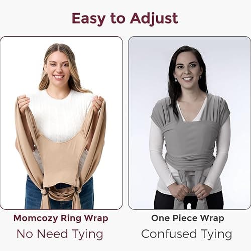 Momcozy Baby Wrap Carrier - Easy to Wear Infant Carrier Slings, Lightweight Hands Free Baby Sling, Adjustable Baby Carriers for Newborn to Toddler 8-35 lbs, Baby Wraps Carrier, Light Curry thumbnail 5