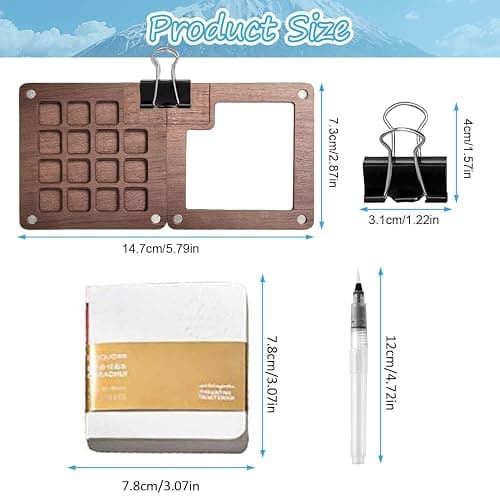Mini Watercolor Travel Set, 2025 New Watercolor Kit, 24 Color Pocket Artist Watercolor Travel Set with, Wooden Grid Paint Box for Painters Artists and Students (Walnut -15 Grids) thumbnail 3