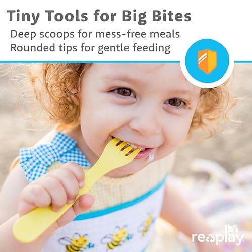 Re-Play Toddler Forks and Spoons Set - 4x4 Utensils Set for Kids - Dishwasher and Microwave Safe - Made in USA - Set of 8-5.8" x 1.2" x 0.2" - Mermaid thumbnail 5
