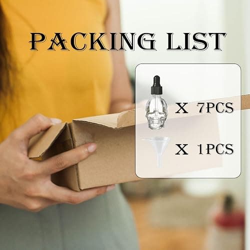 MINELEVEN 7 pcs Set 10ml Mini Skull Glass Dropper Bottle Leakproof Essential Oils Bottle for Storage and Travel (7pcs transparency skull bottle) thumbnail 4