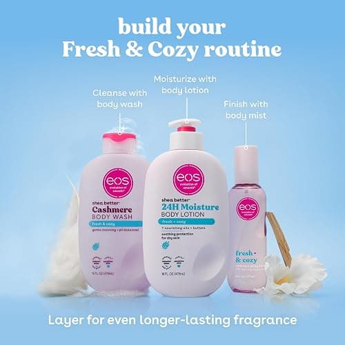 eos Shea Better Body Lotion, Fresh & Cozy, 24-Hour Moisture Skin Care, Lightweight & Non-Greasy, Natural Shea, Vegan, 16 fl oz thumbnail 9