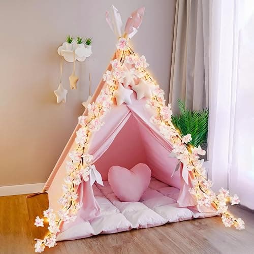 obbsie 6FT Lighted Cherry Blossom Garland with 100 Fairy Lights Timer Battery Operated Artificial Cherry Blossom Flower Vines with Lights for Mantle Home Fireplace Wedding Party Office Decor thumbnail 7