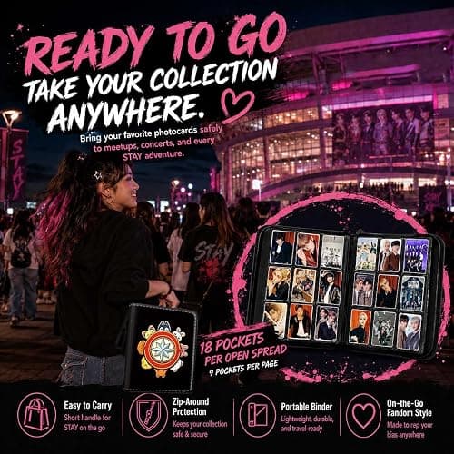 Stray Photocards Binder 1008 Pockets, Stray Fans Gifts & SKZOO Merch Collectors, 9-Pocket Portable Waterproof Display Kpop Photo Cards Collector Ablum Holder Book with 56 Removable Sleeves-Compass thumbnail 4