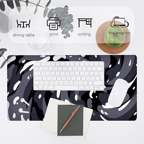 Fluid Pattern XXL Mouse Pad,Super Thick Waterproof Fluid Pattern Large Gaming Mousepad with Stitched Edge,Mouse Computer Desk Accessories,Non-Slip Base Mouse Keyboard Mat 800X400X4mm thumbnail 4