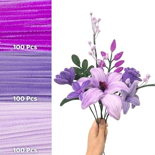 GUWINA 300Pcs Purple Pipe Cleaners 12'' Long 0.3'' Thick, Fluffy Chenille Stems Set for DIY Arts & Crafts, Colored Fuzzy Sticks Craft Supplies for Making Flowers & Festive Decorations(Gradient Purple) thumbnail 4