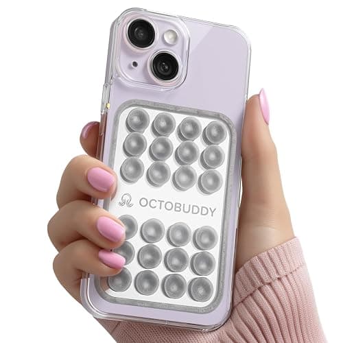 OCTOBUDDY Mirror – Amazon-Exclusive Suction Cup Phone Mount with Built-in Mirror – Silver Swirl Hands-Free Grip for Videos & Selfies (2.6″ x 3.9″) thumbnail 2