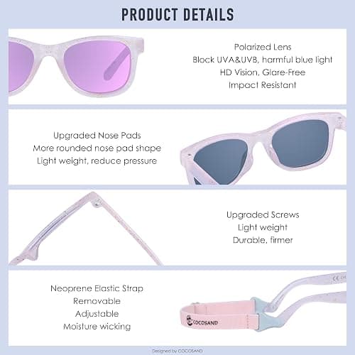 COCOSAND Flexible Baby Sunglasses with Strap Polarized UV Protection for Toddler Infant Newborn Boy Girl Age 0-24 Months thumbnail 4