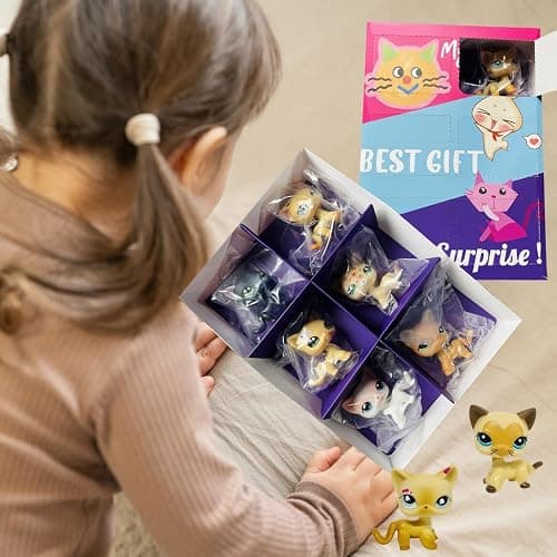 6Pcs LPS Pack Cat Set Mini Pet Toy Collection Rare Cute Old Kitty, Bobble Head Animal Action Figure thumbnail 2