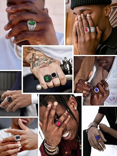 ChainsHouse Mens Black Onyx Rings, Retro X Bone Skull Stainless Steel Signet Rings for Men, Black Onyx Agate Gemstone Rings Jewelry, Offer Custom Service, Size 7-14 thumbnail 2
