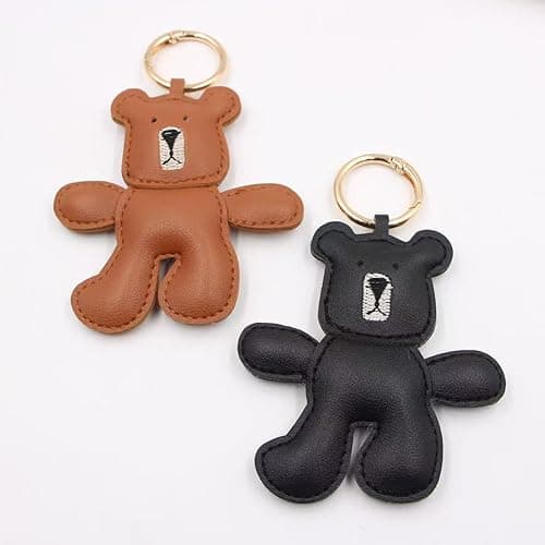 Fashin Bear Keychain, Cute Bears Charm for Purse Handbags Bag Accessories PU Key Charms thumbnail 4