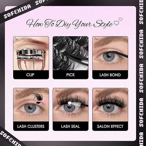 Lash Clusters Thick Lash Cluster with Lash Spikes 13-21MM Eyelash Clusters Thick Volume DIY Fairy Spiky Lash Extension Manga Lash Clusters Volume Cluster Lashes by SOFENIDA(100D-10-18MM) thumbnail 7