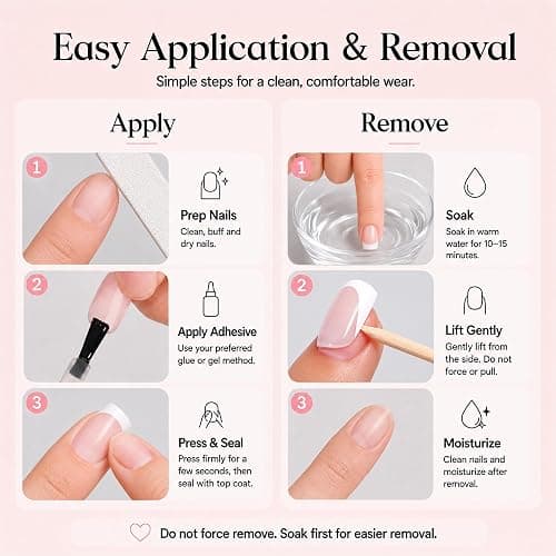 Beetles French Tips Press On Nails - Short Square 150 Pcs | 15 Sizes Pink Fake Nail Tips, Salon Quality Value at Home, Acrylic False Nails Art DIY Gifts For Women thumbnail 7