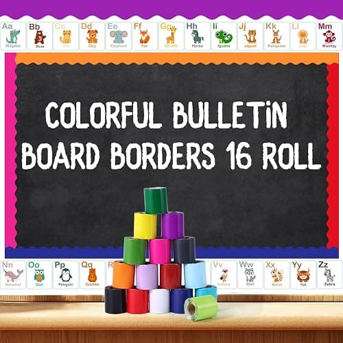 16 Roll 524 ft Bright Bulletin Board Borders Colorful Scalloped Rolled Borders for Bulletin Board Trim Decorations for School Classroom Teachers Home DIY Posters (Basis) thumbnail 6