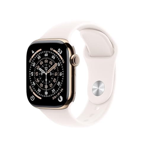 Apple Watch Series 11 [GPS + Cellular 42mm] Smartwatch with Gold Titanium Case with Light Blush Sport Band - S/M. Sleep Score, Fitness Tracker, Health Monitoring, Always-On Display, Water Resistant - Image 1