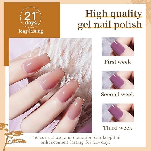 JODSONE 60 PCS Gel Nail Polish Set with 5 Bottles of Base and Glossy Matte Top Coat Soak off Gel Nail Set Suitable for All Seasons Gifts thumbnail 6