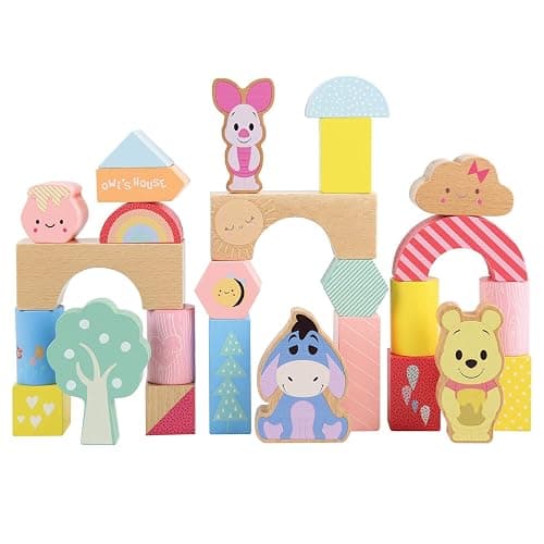 Disney Wooden Toys Winnie the Pooh & Friends Block Set, 26-Pieces Include Winnie the Pooh, Piglet and Eeyore Block Figures, Officially Licensed Kids Toys for Ages 18 Month by Just Play thumbnail 2