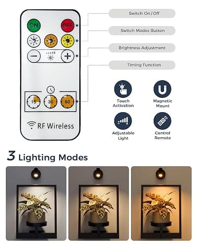 Bamworld Plant Stand with Lights Wall Planters for Indoor Plants Hanging Planter for Indoor Plants Plant Stand Indoor Wall Decor 3 Pack for Living Room Outdoor Entryway（3 spotlights） thumbnail 7