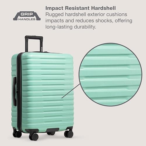 U.S. Traveler Boren Expandable Hardside Rugged Travel Luggage with 8 Spinner Wheels, Mint, Checked-Large 30-Inch thumbnail 3