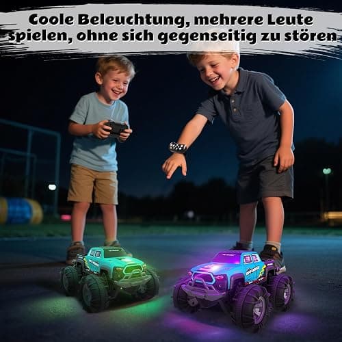 4WD Amphibisches Ferngesteuertes Auto,RC Auto wasserdicht mit Gestensensor,LED Licht & 2 Akkus,Geschenk für Jungen & Mädchen 4-12 Jahre,Spielzeugauto für Sand,Wasser & Gelände,Baustein-kompatibel thumbnail 2