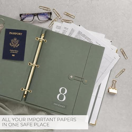 Aesthetic Document Organizer - Sturdy Striped 3-Ring Binder for Files | Safely Stores Important Documents in One Place - Easy to Use Expanding Storage Folder Incl. Envelopes, Pockets and Labels thumbnail 6
