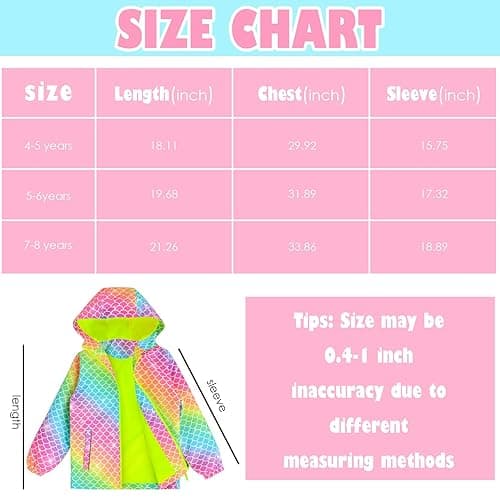 OlyPegic Girls Rain Jacket Waterproof Hooded Fleece Lined Lightweight Windbreaker Kids Windproof Jackets Raincoats Kids thumbnail 8