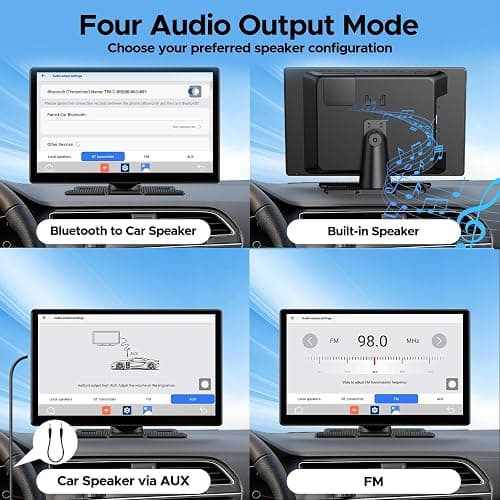 LAMTTO 9" Wireless CarPlay Screen with Net-Flix YouTube Apps Protable Car Play Screen for Apple Carplay and Android Auto with Backup Camera Navigation Bluetooth Voice Control AUX Siri thumbnail 8