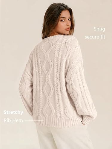 Trendy Queen Women's Oversized Cable Knit Sweaters 2026 Fall Outfits | Quiet Luxury Style, Chunky Knit Texture, Winter Holiday Outfit, Easy Layering Piece, Fall Fashion Staple thumbnail 5