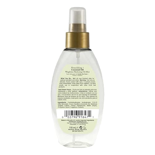 OGX Nourishing + Coconut Oil Weightless Hydrating Oil Hair Mist, Lightweight Leave-In Hair Treatment with Coconut Oil & Bamboo Extract, Paraben & Sulfate Surfactant-Free, 4 Fl Oz thumbnail 7
