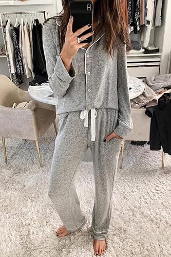 Aamikast Women's Pajama Sets Long Sleeve Button Down Sleepwear Nightwear Soft Pjs Lounge Sets thumbnail 5