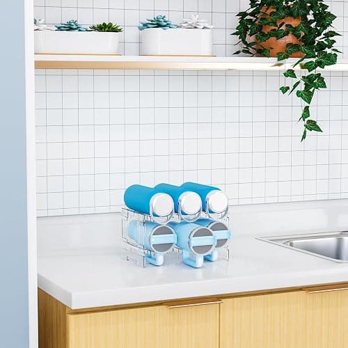 Yieach Large Stanley Cup Holder With Handle Groove,Stackable Tumbler and Water Bottle Organizer for Kitchen Cabinets,2 Tier Waterbottle and Cup Storage Organizer for 40 OZ Yeti,Owala,Yeti Storage thumbnail 6