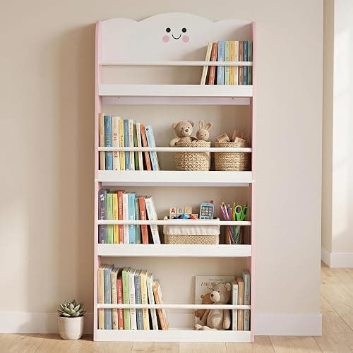 AIYAPLAY 4 Tier Kids Bookshelf with Anti-Tip Kit for Toddler 3-6, Pink | Children Bookcase, Cotton Candy Theme, Space-Saving Bookcase, Living Room, Kids Room, Playroom thumbnail 8