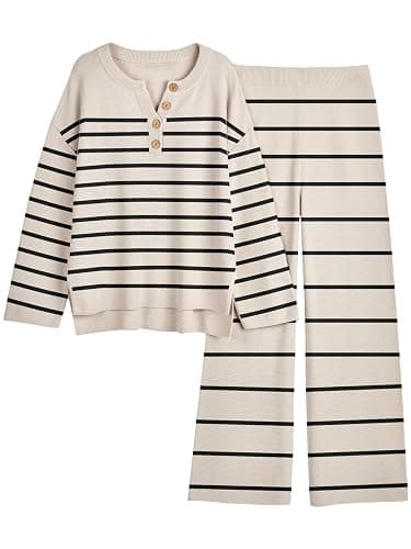 LILLUSORY Women's 2 Piece Lounge Sets Oversized Slouchy Matching Cozy Knit Sets - Image 1