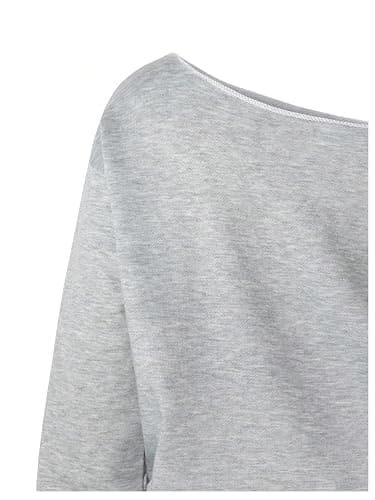 SHENHE Girl's Graphic Letter Print Off Shoulder Sweatshirt Asymmetrical Preppy Pullover Top thumbnail 4