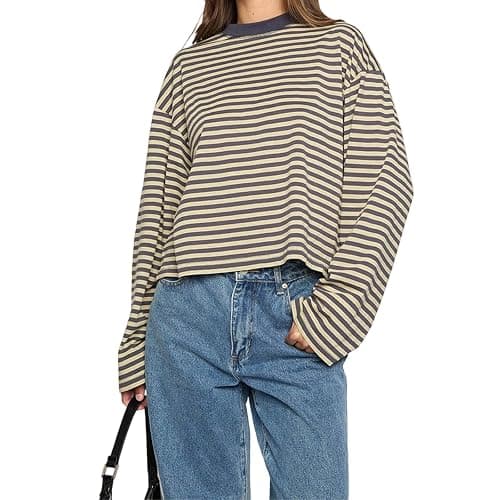 Long Sleeve Crew Neck oversized Retro tee - Image 1