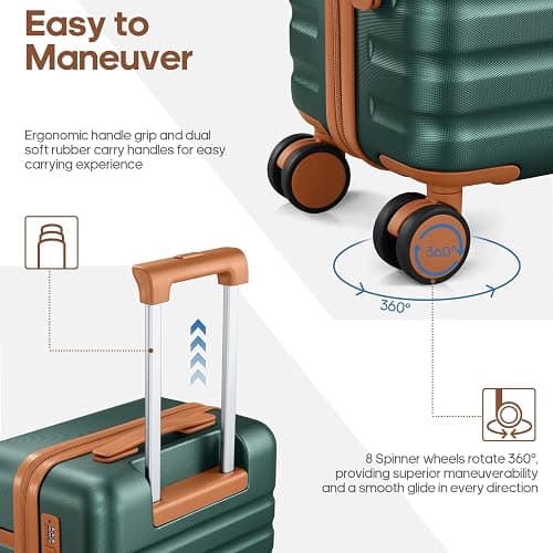 UKEIN Luggage Sets 3Piece, Carry On Luggage 20in Suitcase Set With Backpack | Carry On Suitcase with Spinner Wheels,PC Durable Hardside with TSA Lock,YKK Zippers,22x14x9 Airline Approved For Travel thumbnail 4
