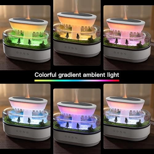 BLOIMP Essential Oil Diffuser 250ML Cloud Humidifier Rain Water Drip Diffuser Humidifier with Drip Music Micro Landscape Ultrasonic Diffuser for Bedroom Office Hotel (White Grey) thumbnail 2