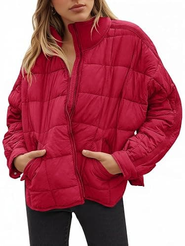 Aiopr Women's Oversized Lightweight Down Coat Long Sleeve Zip Packable Short Puffer Jackets - Image 1