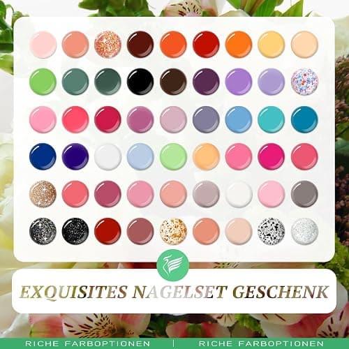 U V Nagellack, Phoenixy 54 Farben Gel Nagellack Set mit Base Top Matte Glitter Coat, Gel Nägel Set, Geschenke für Frauen Nail Art zu Hause thumbnail 2