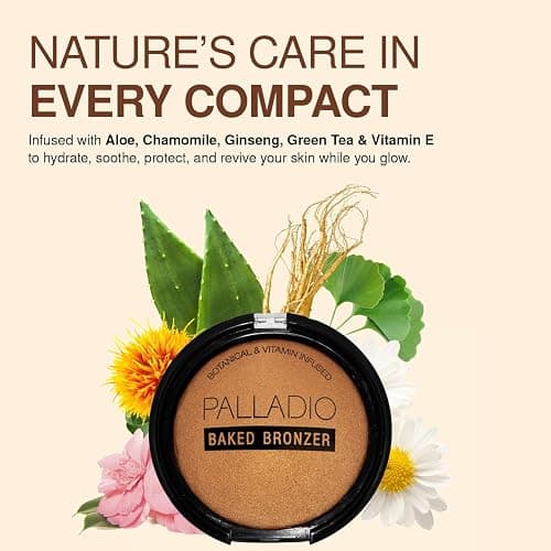 Palladio Baked Bronzer, Highly Pigmented and Easy to Blend, Shimmery Bronzed Glow, Use Dry or Wet, Lasts all day long, Provides Rich Tanning Color Finish, Powder Compact, Illuminating Tan thumbnail 7